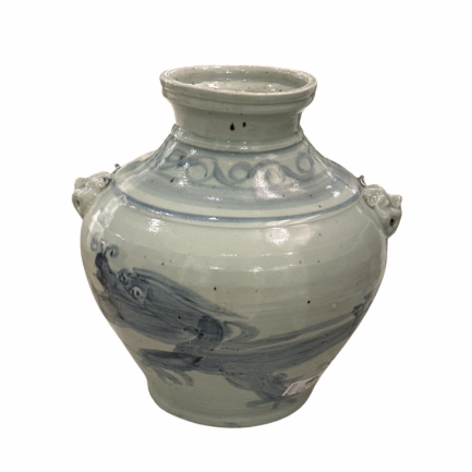 Double Lion Handle Dragon Jar Large
