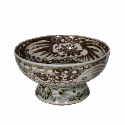 Rustic Brown Sea Flower Serving Bowl Tall Vase