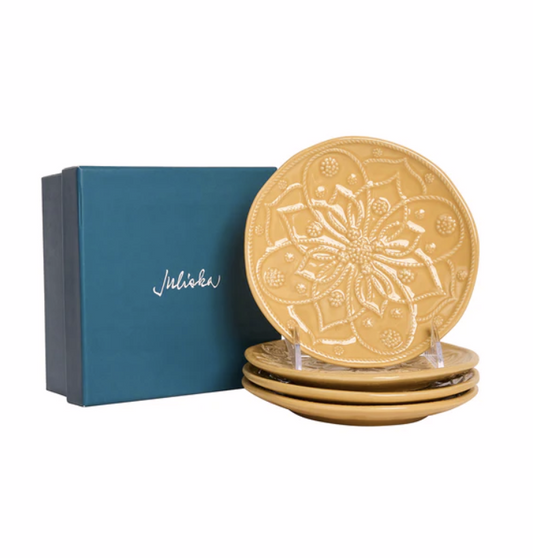 Jardins du Monde Daffodil Side/Cocktail Plate Assorted Set of 4 - Juliska