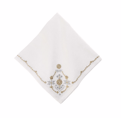 Juliska Heidi Metallic Gold & Silver Embroidered Napkins (Set of 4)