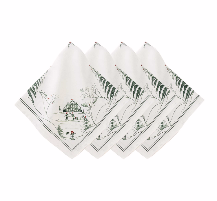 Juliska Country Estate Winter Frolic Evergreen Napkins, Set of 4