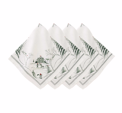 Juliska Country Estate Winter Frolic Evergreen Napkins, Set of 4