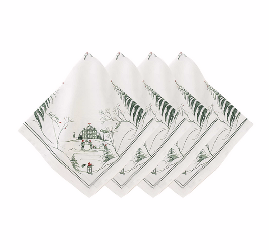 Juliska Country Estate Winter Frolic Evergreen Napkins, Set of 4