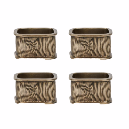 Juliska Blenheim Oak Metal Napkin Rings (Set of 4)