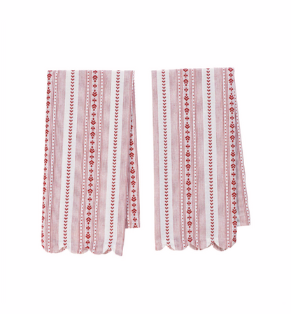 Juliska Villa Stripe Red & White Kitchen Towel (Set of 2)