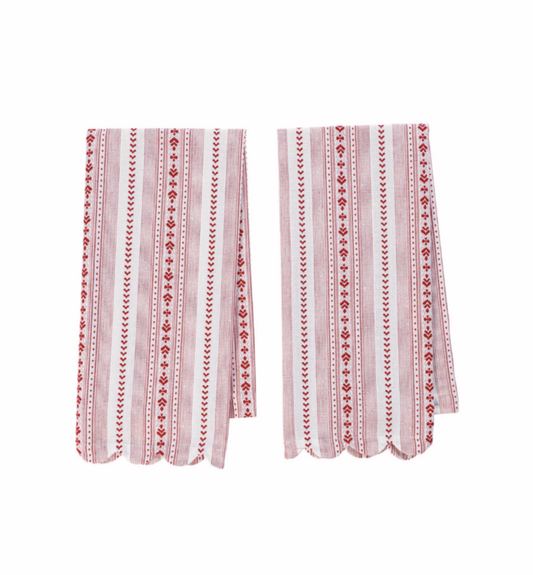 Juliska Villa Stripe Red & White Kitchen Towel (Set of 2)