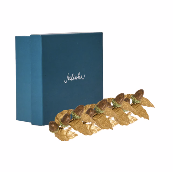Juliska Forest Walk Multicolor Acorn Napkin Rings (Set of 4)