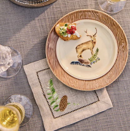 Juliska Forest Walk Embroidered Cocktail Napkins (Assort. Set of 4 )