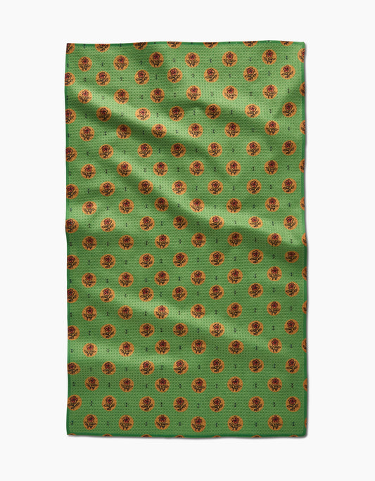 Artisanal Floral Green Tea Towel