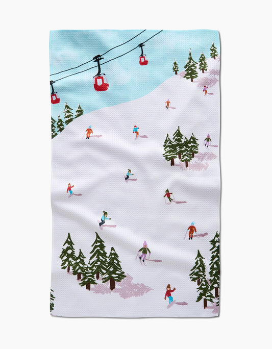 Winter Skiing Trip Tea Towel, Geometry