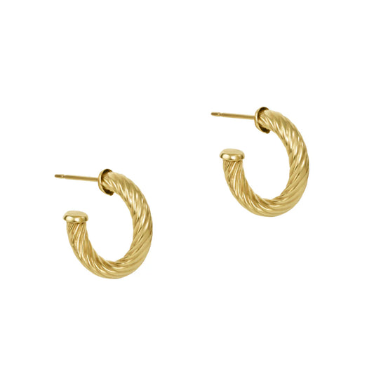 enewton Round Gold 0.5" Post Hoop - 4mm Textured Twist