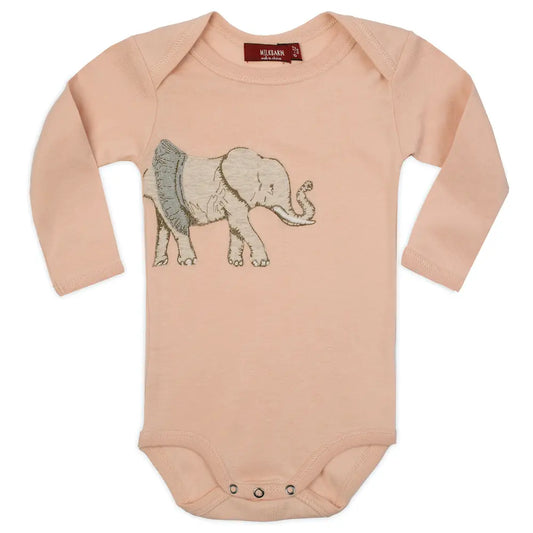 Milkbarn Organic Applique Long Sleeve one Piece Tutu Elephant 3-6 Month