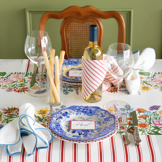 Red Linen Stripe Runner