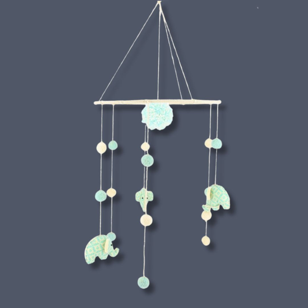 Fiona Walker Blue Print Elephant Mobile