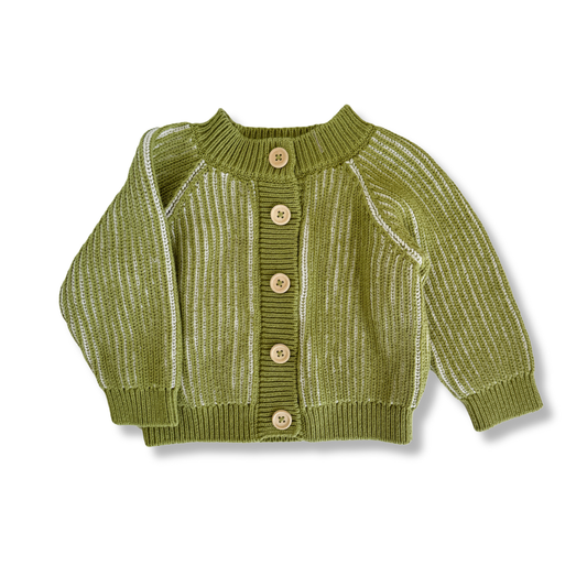 Cotton Brioche Cardigan in Green