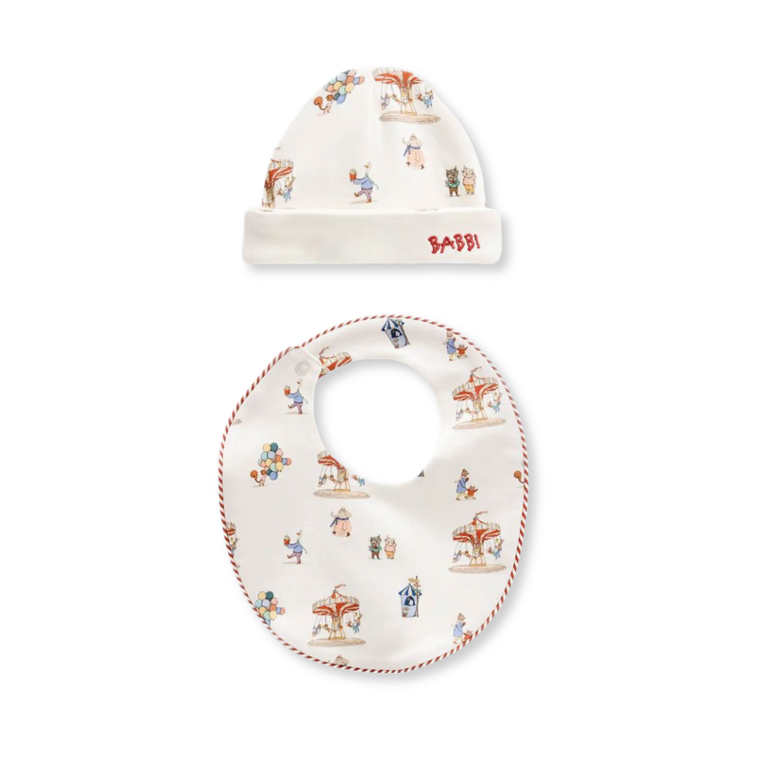 Newborn Bib & Hat Set in Funfair | Atelier Babbi