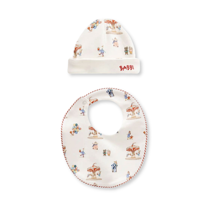 Newborn Bib & Hat Set in Funfair | Atelier Babbi