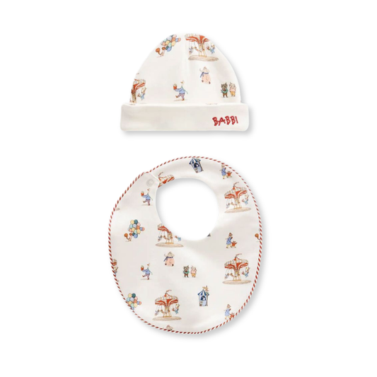 Newborn Bib & Hat Set in Funfair | Atelier Babbi