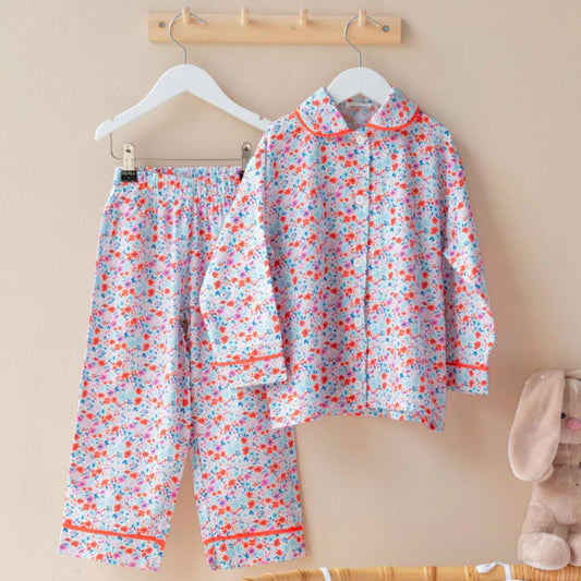 Pajama Set, Tiny Flowers Red | Atelier Babbi