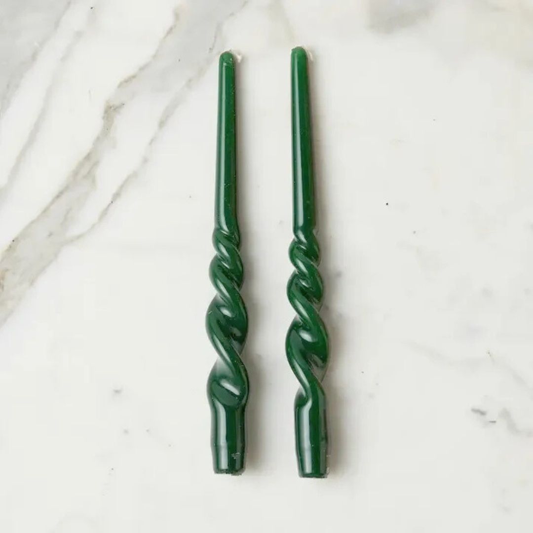 Pair of Lacquered Tall Twisted Taper Candles