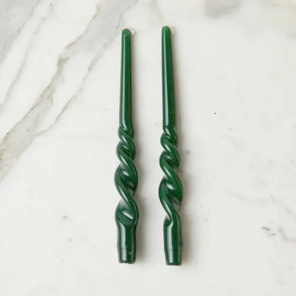 Pair of Lacquered Tall Twisted Taper Candles
