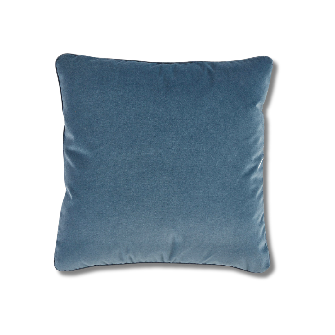 Henley Dusty Blue Velvet Harbor Pillow with Micro Cord