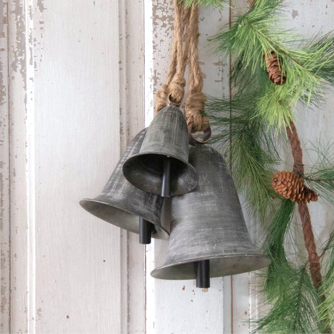 Hanging Vintage Pewter Bells