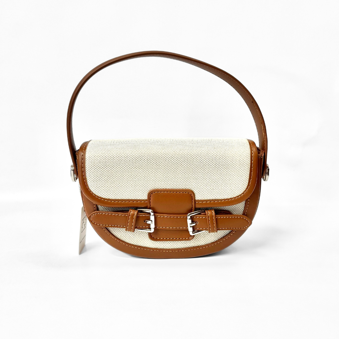 Canvas & Buckle Top Handle Handbag