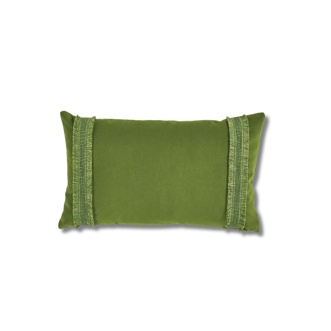 Addy Velvet Ivy Lumbar Pillow with Grass Trim