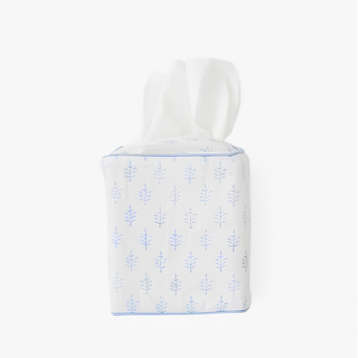 Light Blue Leaf Cotton Tissue Box Cover