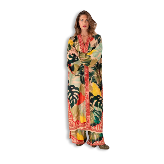 Exotic Leaves Kimono Gown