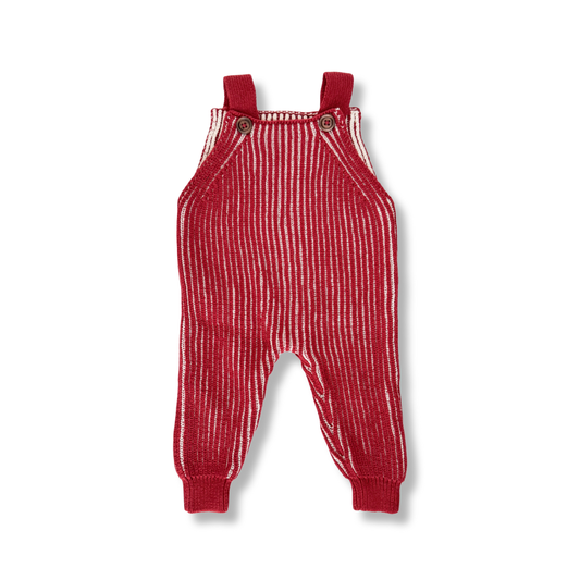 Cotton Brioche Overalls in Red