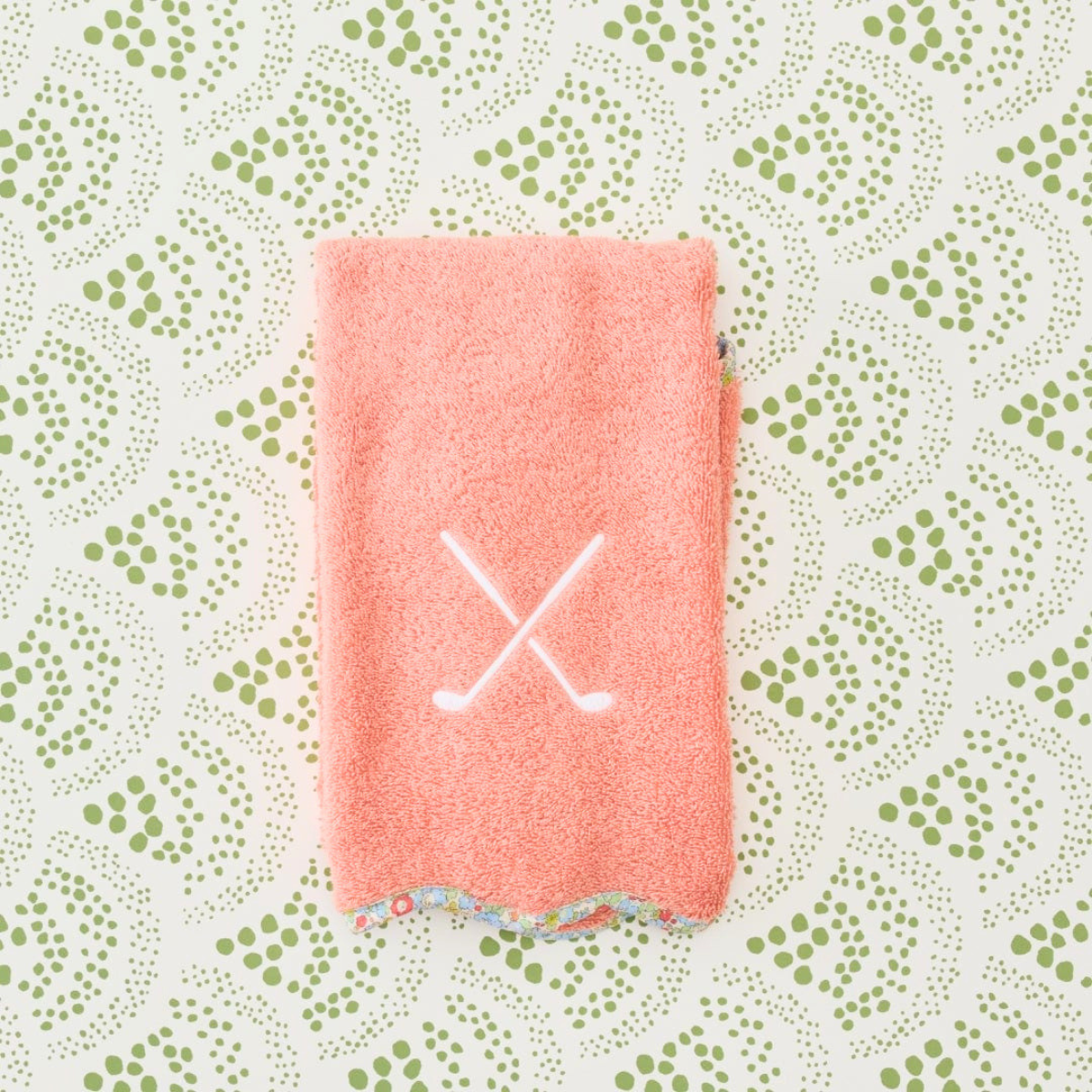 Scalloped Golf Towel in Coral Azalea Liberty
