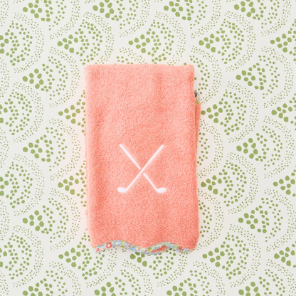 Scalloped Golf Towel in Coral Azalea Liberty
