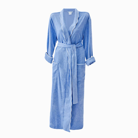 Women's Long Scallop Lightweight Robe in Periwinkle