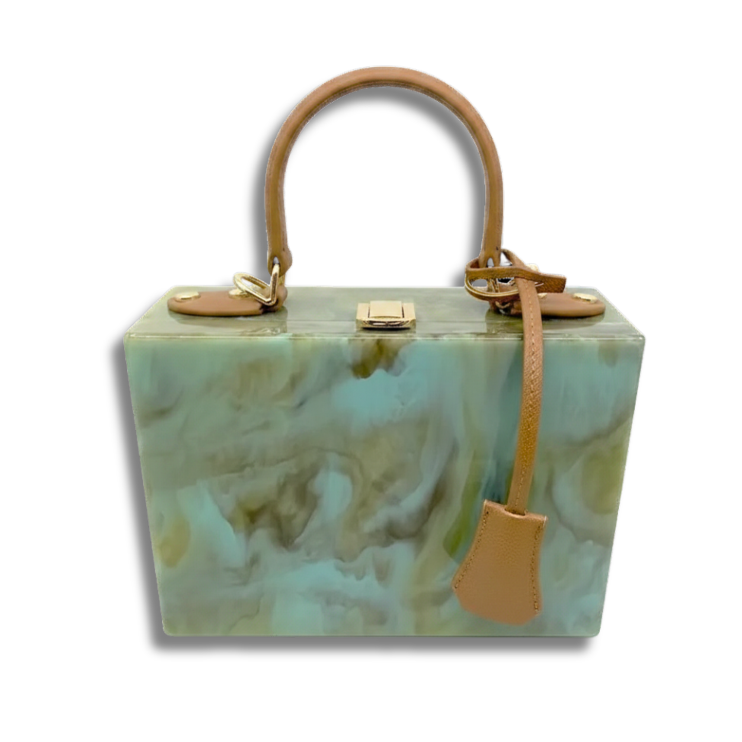Marbled Green & Gold Box Bag