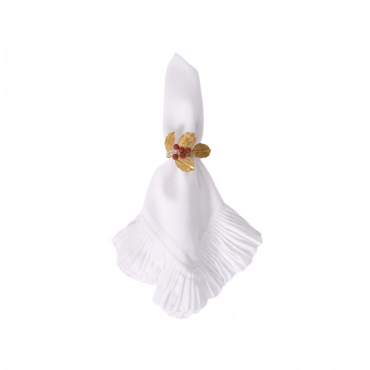 Juliska Forest Walk Multicolor Holly with Berries Napkin Rings (Assort. Set of 4)