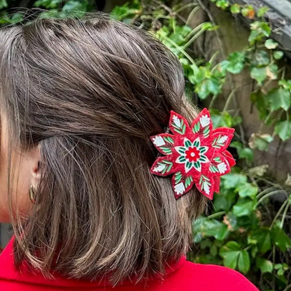 Christmas Flower Claw Hair Clip