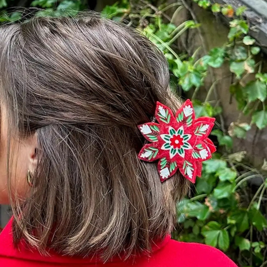 Christmas Flower Claw Hair Clip
