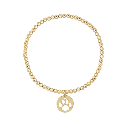 enewton Classic Gold 3mm Bead Bracelet with Paw Print Gold Disc Charm