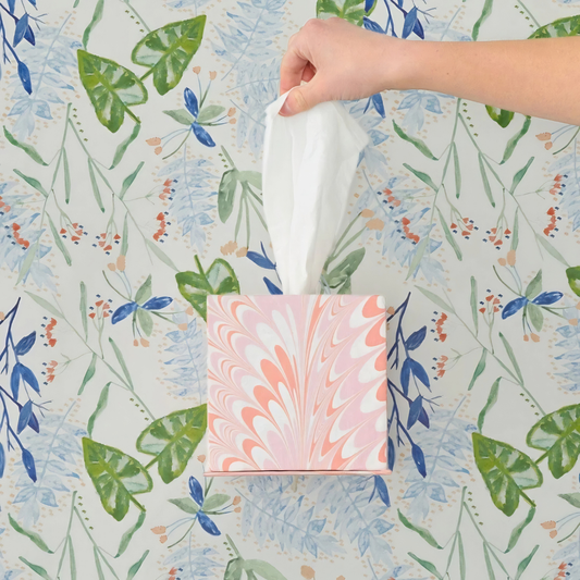 Pink Marble Paper Tissue Box Cover