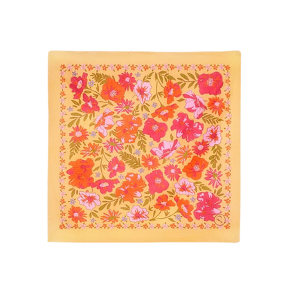 Sketched Florals Cotton Bandana in Mustard