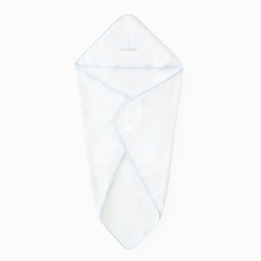 Blue Boat Hooded Baby Towel