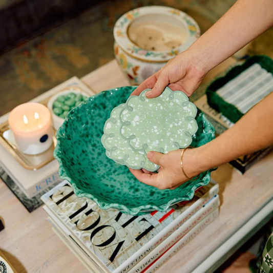 Green Speckled Cocktail Napkins (Set of 4)
