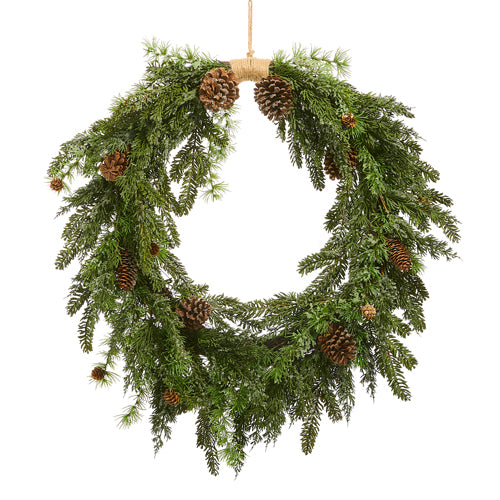 34" Mixed Pine & Pinecone Wreath
