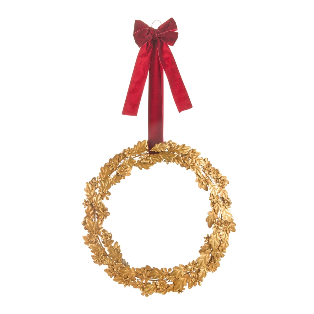 19" Gold Metal Leaf Wreath