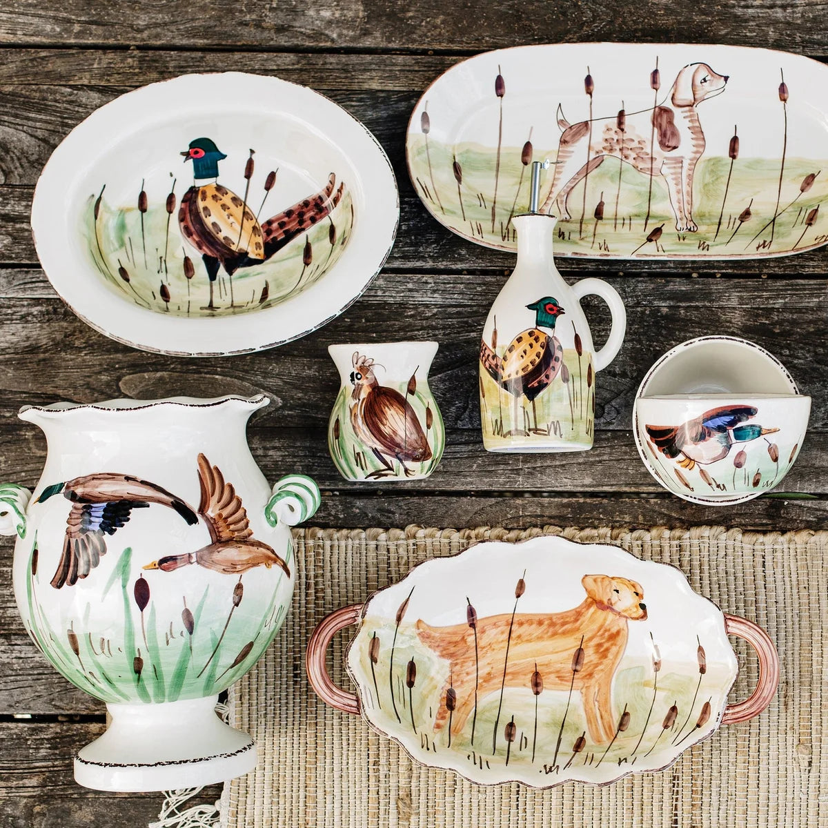 Vietri Wildlife Pheasant Small Rimmed Oval Bowl