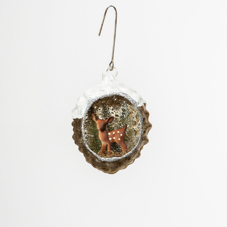 Pine Cone with Deer Scene Ornament