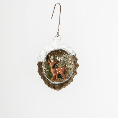 Pine Cone with Deer Scene Ornament
