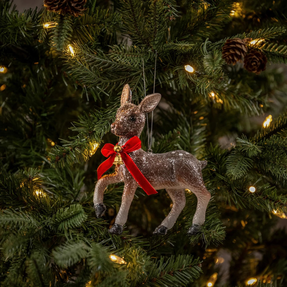 Glittered Brown Deer Ornament